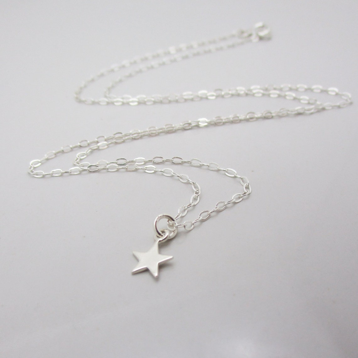 Sterling Silver Tiny Star Necklace Shiny Silver Little Star | Etsy