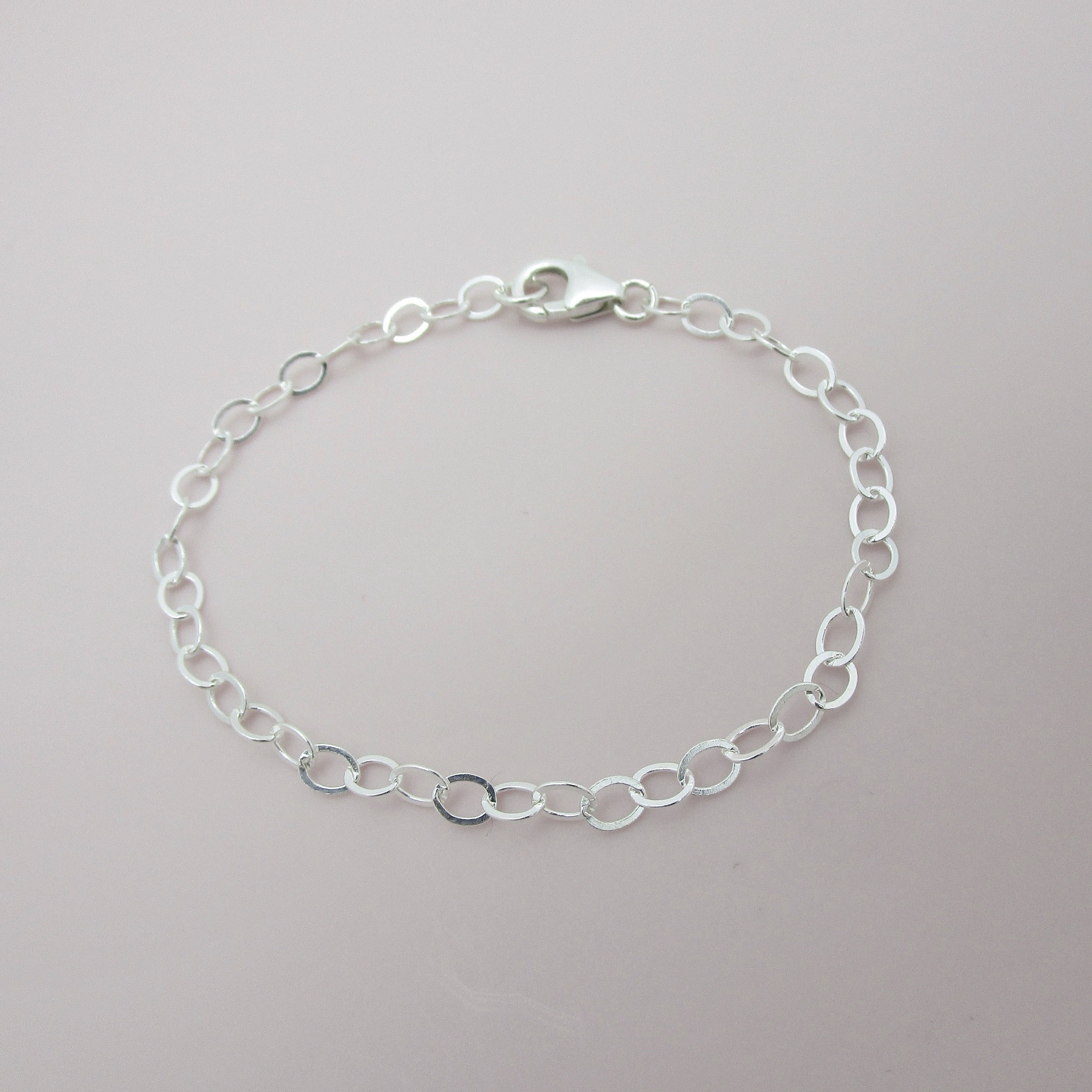 Sterling Silver Blank Charm Bracelet Large Link Chain Link Etsy