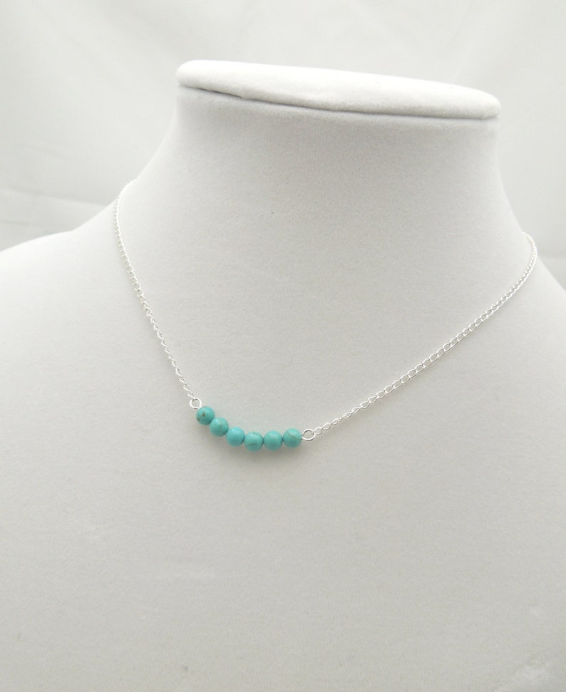 Minimalist Turquoise Bead Necklace Gift for Her 0193