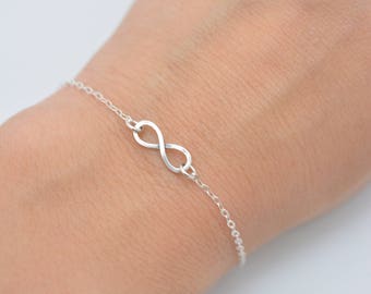 Tiny Sterling Silver Infinity Bracelet, 925 Dainty Charm