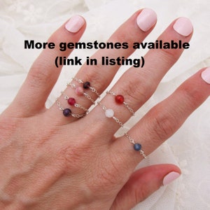 Dainty Garnet Ring in Sterling Silver, Tiny Garnet Gemstone Chain Ring, January Birthstone Stacking Ring image 5