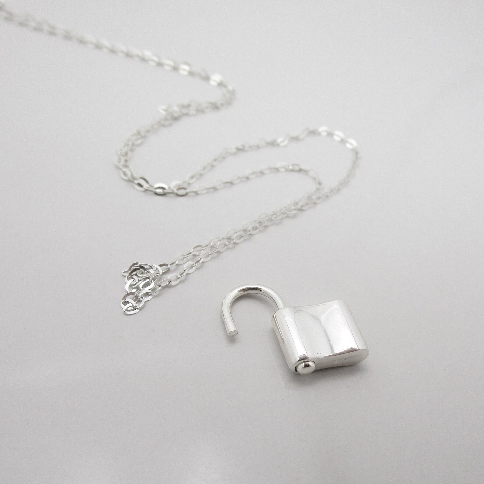 Sterling Silver Lock Necklace Tiny Padlock Necklace Etsy
