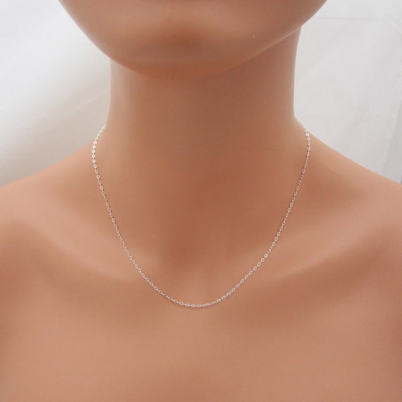 Sterling Silver Necklace Chain, Blank Chain Link Replacement Necklace 