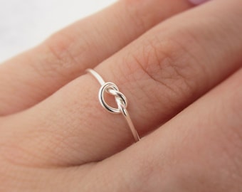 Sterling Silver Love Knot Ring: Dainty Promise, Friendship Jewelry