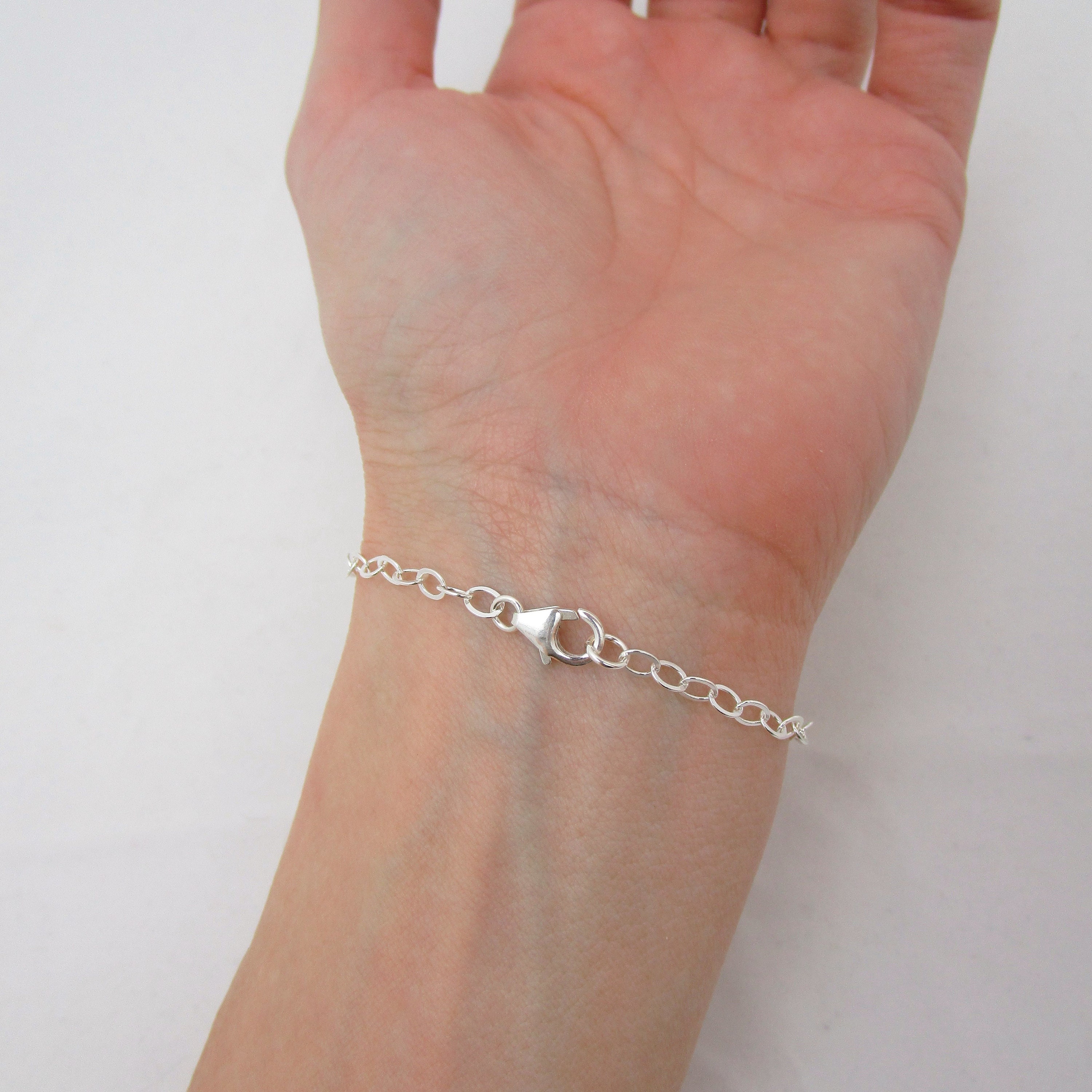 Sterling Silver Blank Charm Bracelet Large Link Chain Link Etsy