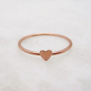 Rose Gold Tiny Heart Ring, Rose Gold Filled Stacking Ring, Dainty Heart Mom Ring, 14K Gold Fill