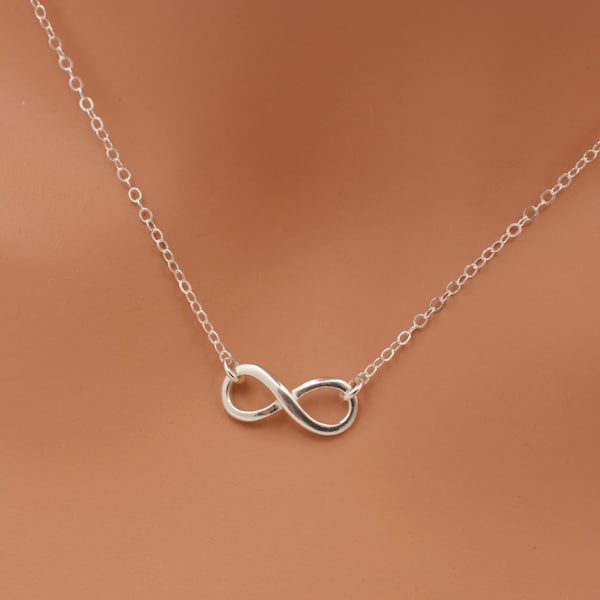Sterling Silver Infinity Necklace, Mini Charm Real Silver, Pretty Summer Infinity 0315