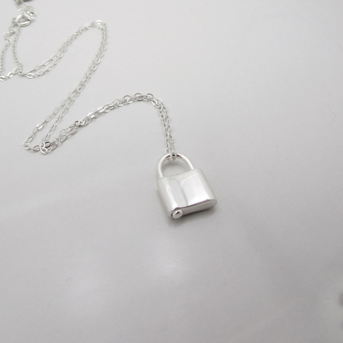 Sterling Silver Lock Necklace Tiny Padlock Necklace Etsy