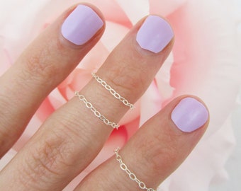 Dainty Knuckle Rings, 925 Sterling Silver Chain Stackable Midi Ring 0508