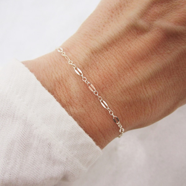 925 Sterling Silver Dainty Bracelet, Lace Chain Sparkle Bracelet