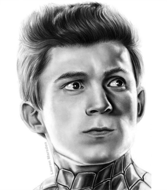 pic Tom Holland Peter Parker Drawing spider man peter parker tom holland avengers infinity war a5 etsy