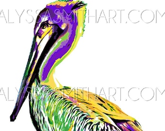 Mardi Gras Pelican Print