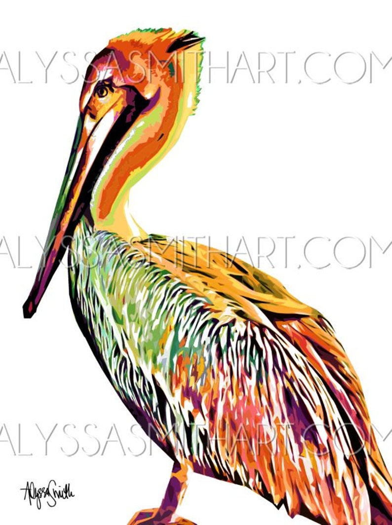 Warm Tone Pelican Print image 1