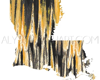 Louisiana Print - Black and Gold