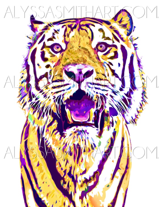 Purple Gold Tiger Print | Etsy