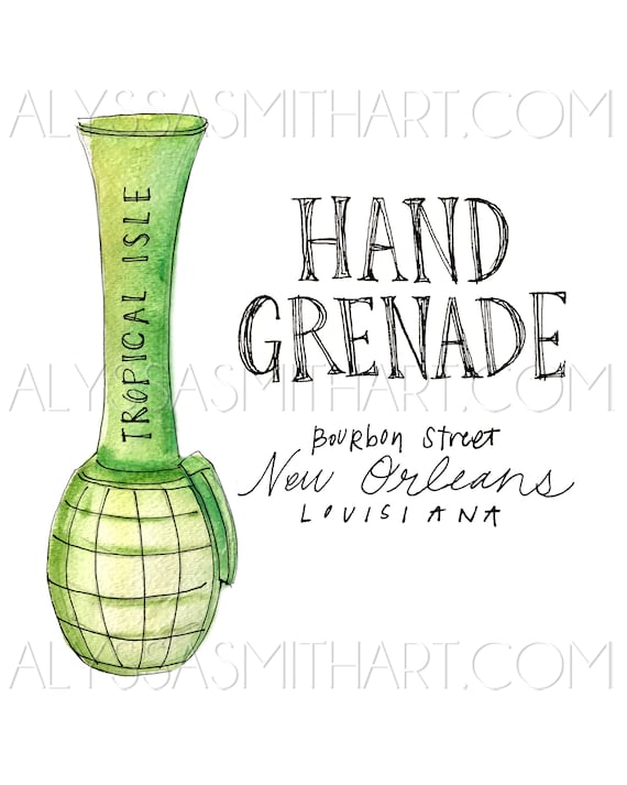 Hand Grenade Drink Print Etsy