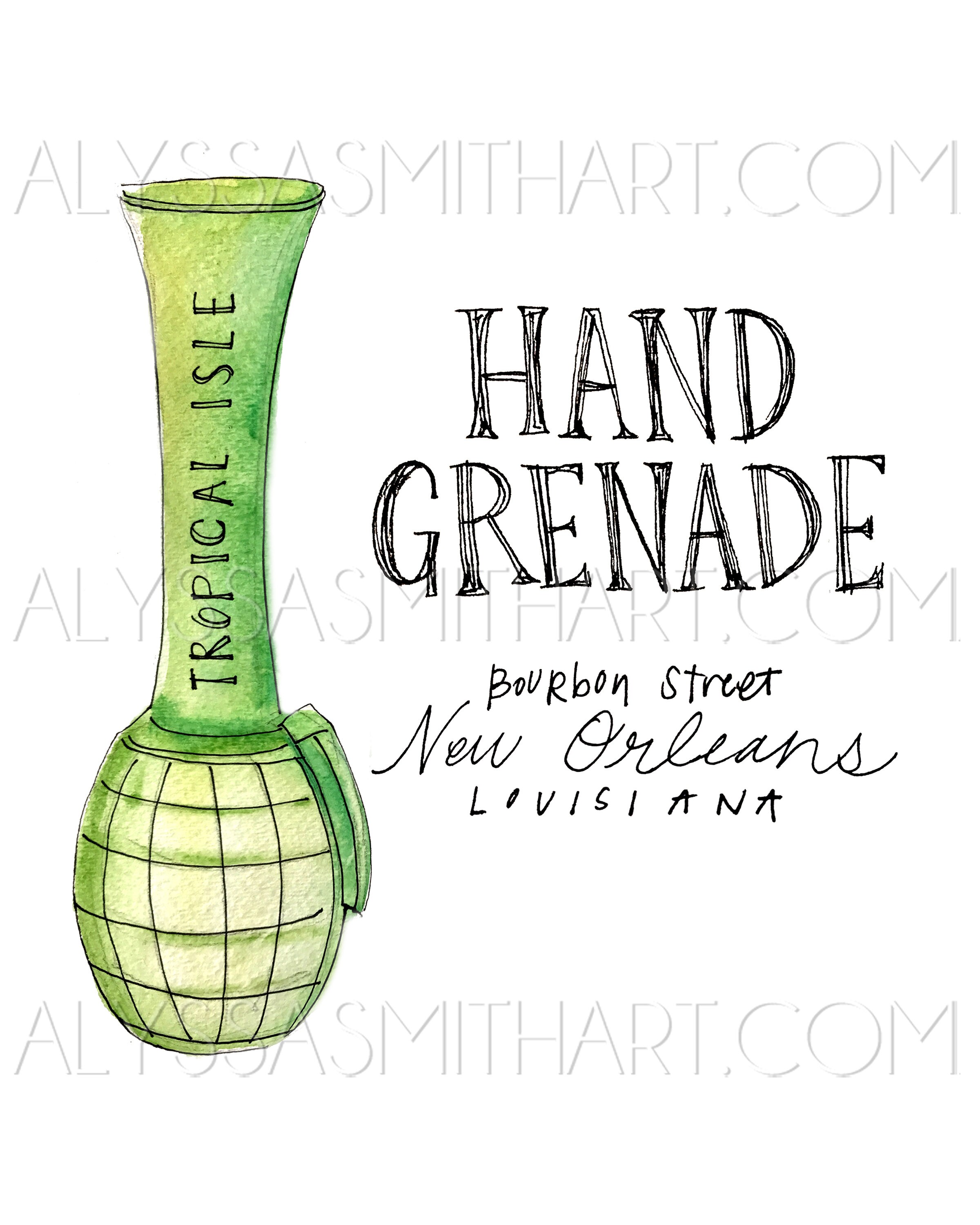 Hand Grenade Drink Print Etsy
