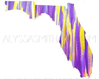 Florida Print - Purple and Gold