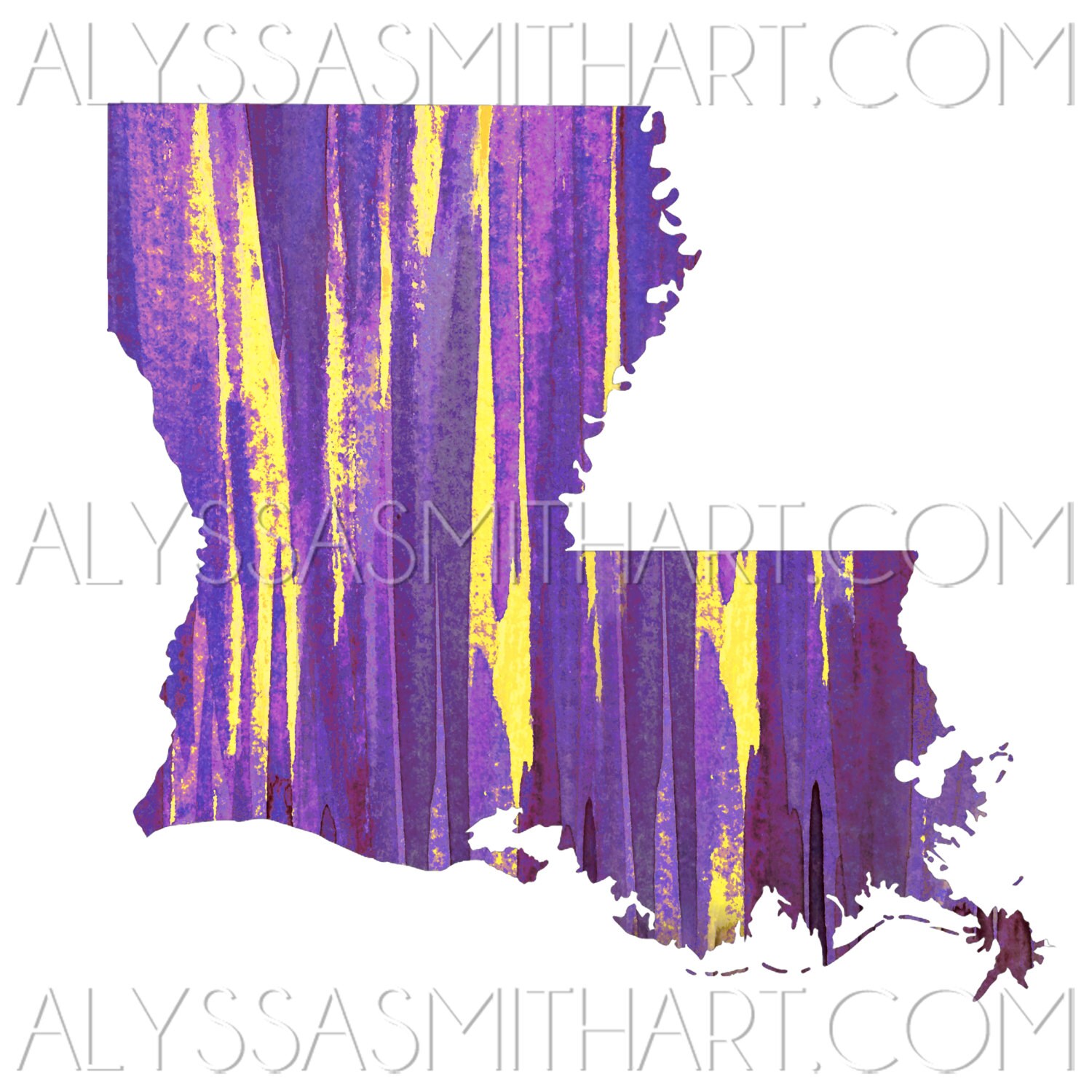 Louisiana Print Purple and Gold Etsy