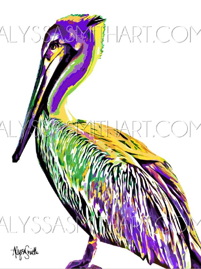 Mardi Gras Pelican Print image 1