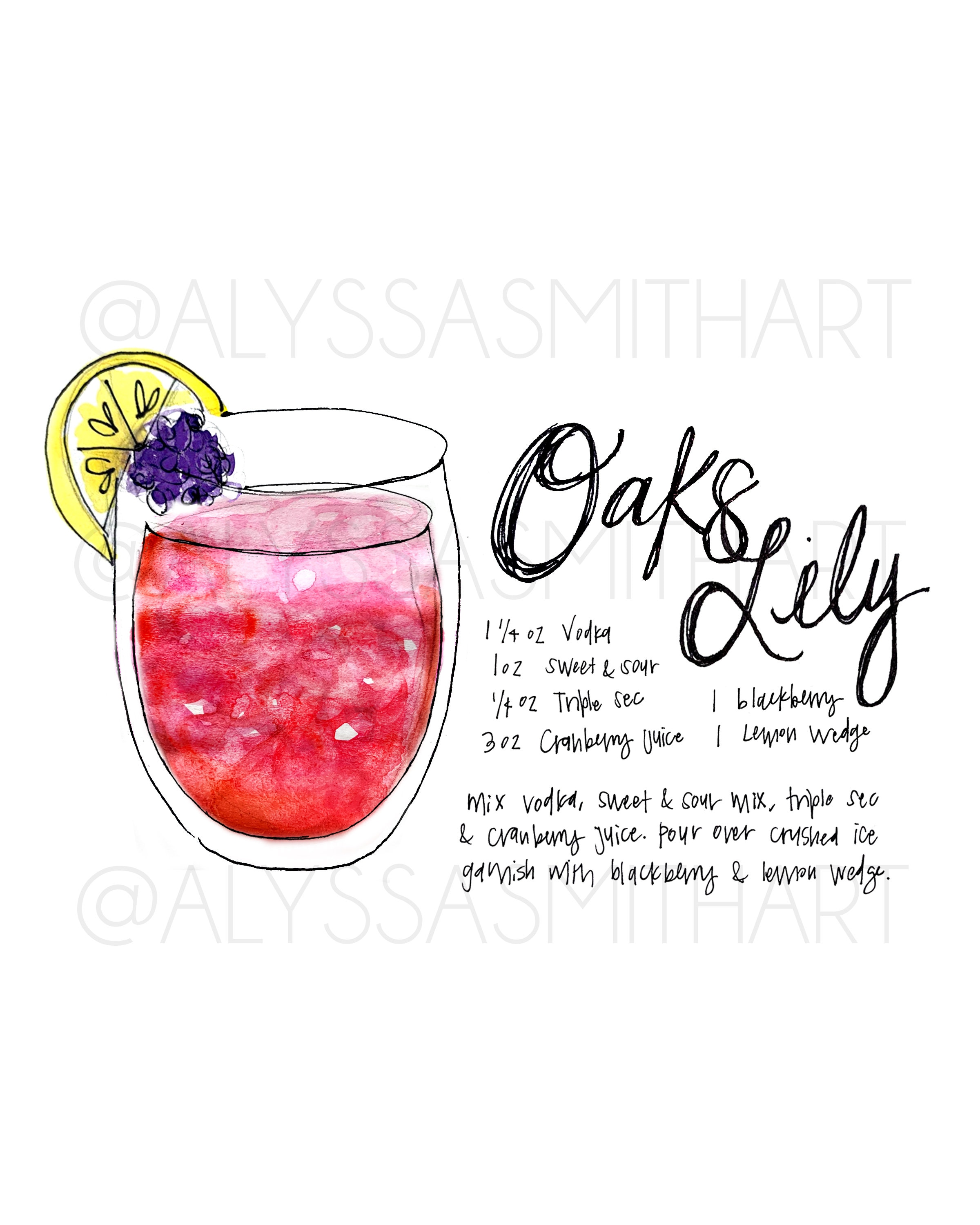 Oaks Lily Drink Print Etsy