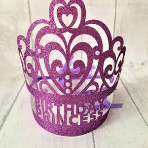 Birthday Party Crown, Customised Glitter Tiara, Party Favors, Cake Smash Photo Props Lilac