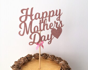 Happy Mother's Day Glitter Cake Topper. Special Mum Bouquet Flower Centrepiece