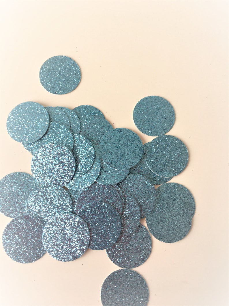 Glitter Confetti Circles. Birthday Table Scatter Decor. Pale Blue