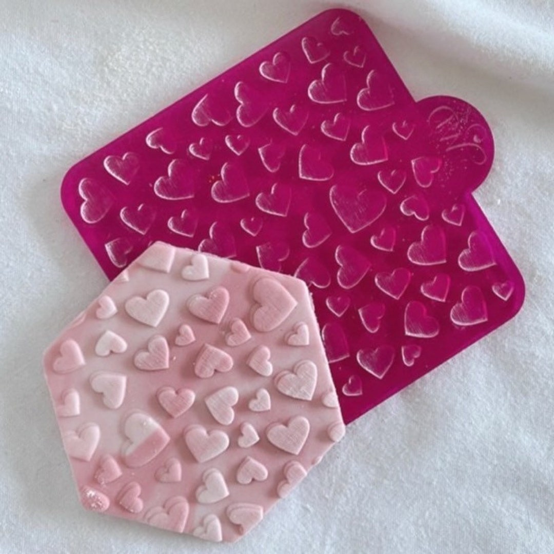 Hearts Embosser Pattern Stamp. Acrylic Debosser for Cupcakes and