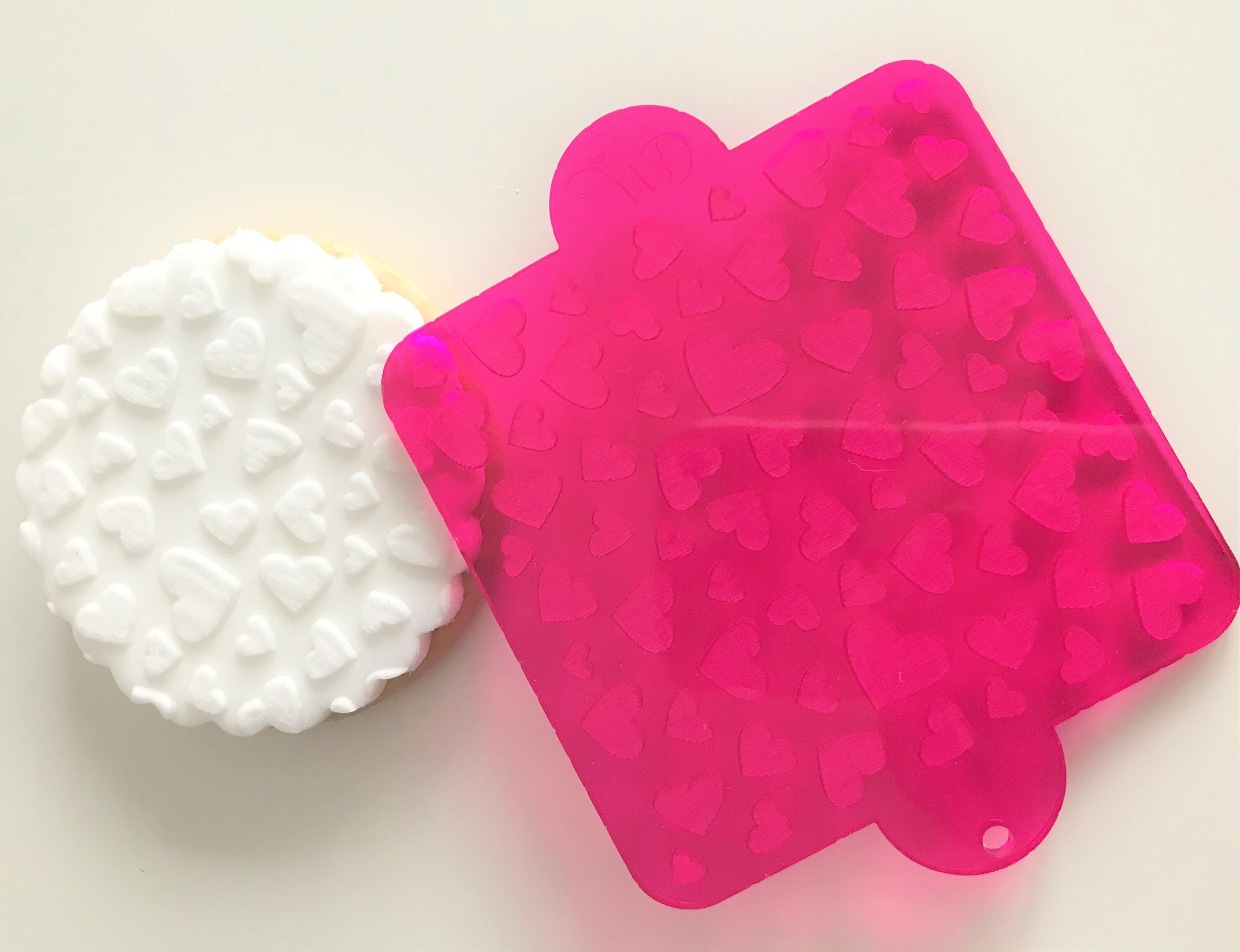 Hearts Embosser Pattern Stamp. Acrylic Debosser for Cupcakes Etsy