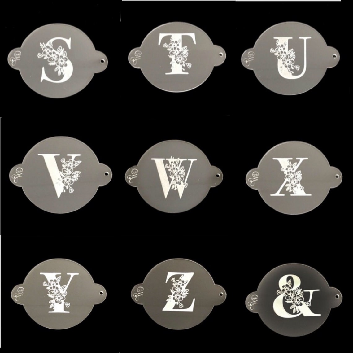 Floral Alphabet Embosser Set with Ampersand. Acrylic Fondant Etsy