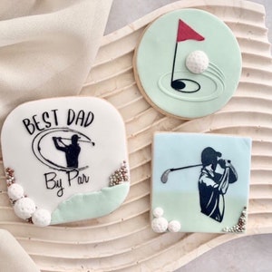 Sello de glaseado de fondant en relieve de golf. Grabadora para galletas y cupcakes. Putt de golf. Hoyo en uno. Tee Off Bakers para amantes del golf imagen 3