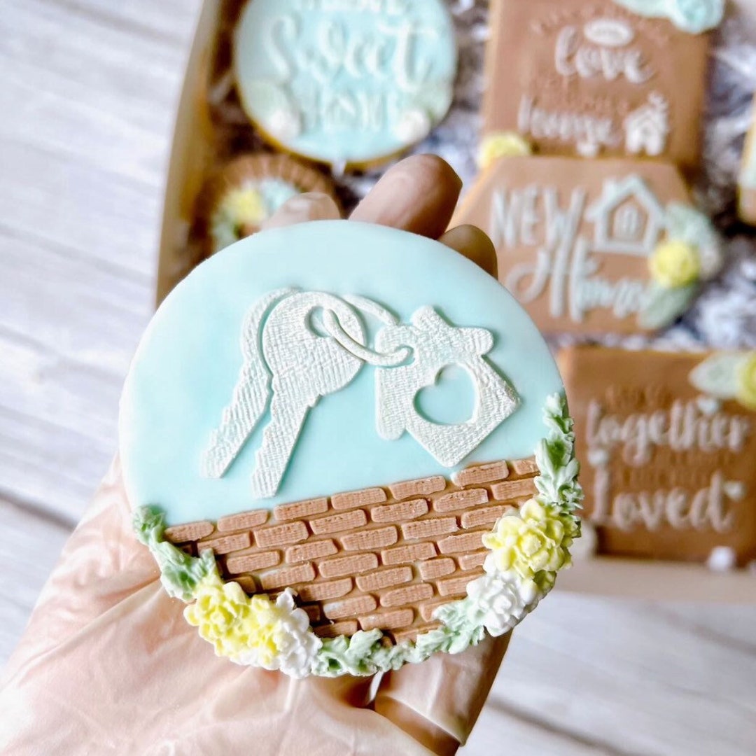 New Home Embosser Stamp. House Keys Fondant Debosser. Acrylic Stamp for