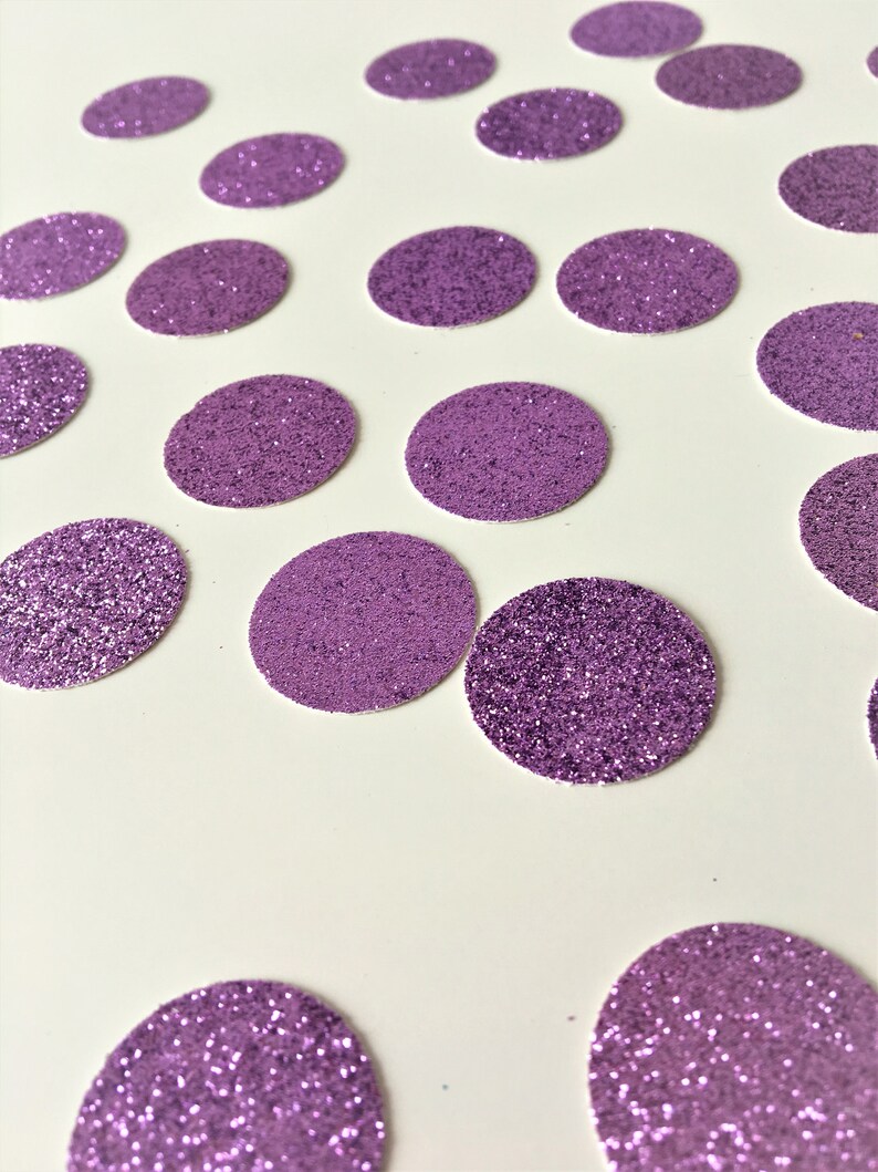 Glitter Confetti Circles. Birthday Table Scatter Decor. Lilac