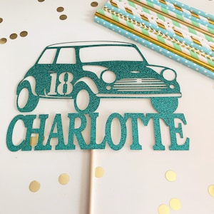 Car Cake Topper. Personalised Name Age Topper. Mini Car Party Decoration