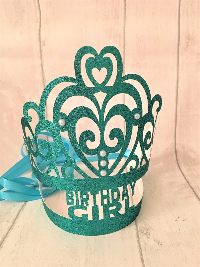 Birthday Party Crown, Customised Glitter Tiara, Party Favors, Cake Smash Photo Props Turquoise