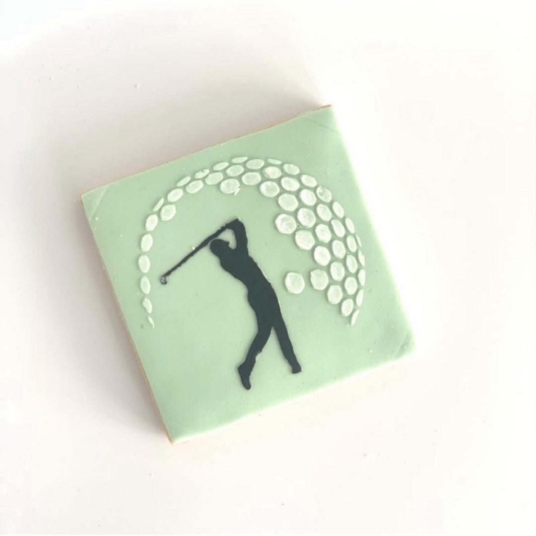 Golf Embosser Fondant Stamp. Food Safe Acrylic Cookie Presser. Golfer