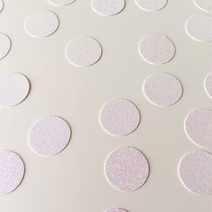 Glitter Confetti Circles. Birthday Table Scatter Decor. Iridescent White