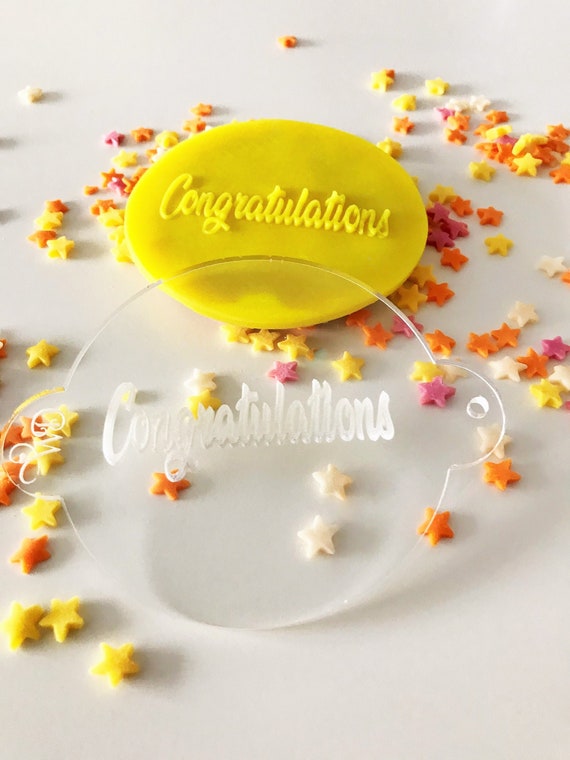 Congratulations Fondant Icing Cupcake //Cake// Cookie Embosser Stamp Congrats