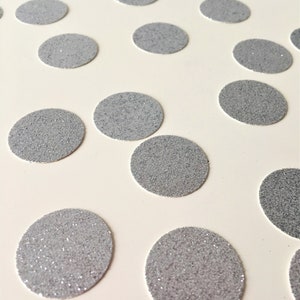 Glitter Confetti Circles. Birthday Table Scatter Decor. Silver