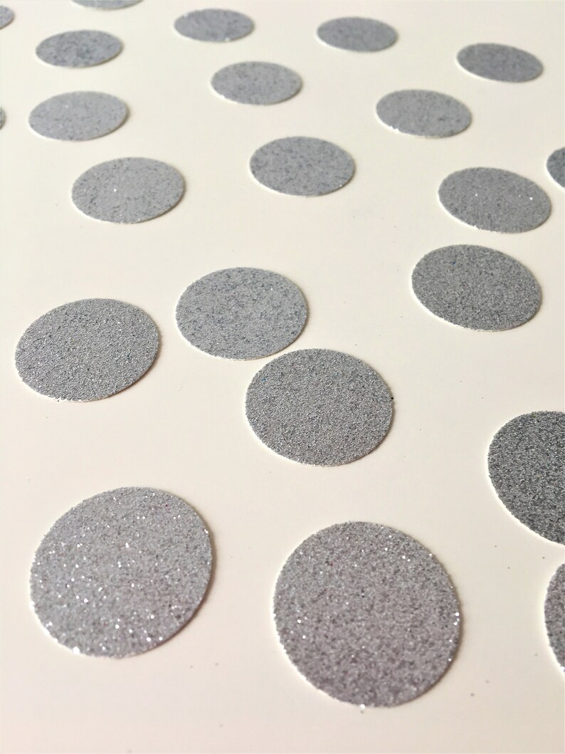 Glitter Confetti Circles. Birthday Table Scatter Decor. Silver