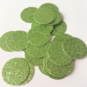 Glitter Confetti Circles. Birthday Table Scatter Decor. Light Green