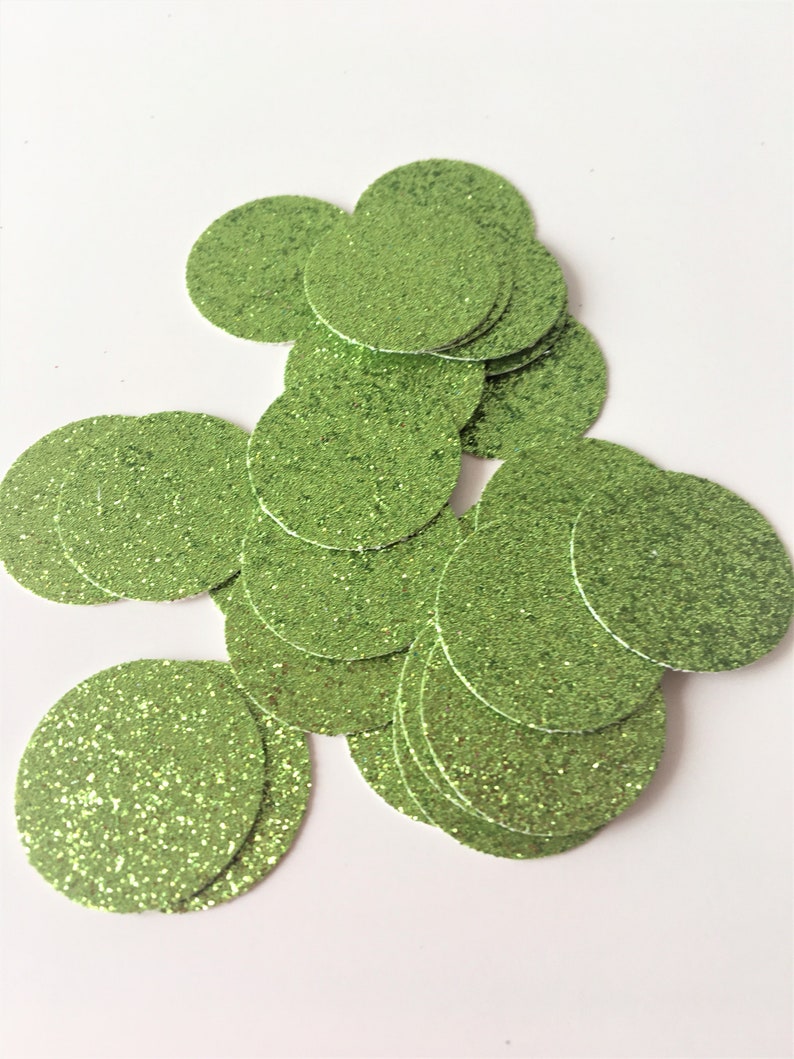 Glitter Confetti Circles. Birthday Table Scatter Decor. Light Green