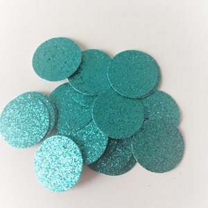 Glitter Confetti Circles. Birthday Table Scatter Decor. Turquoise