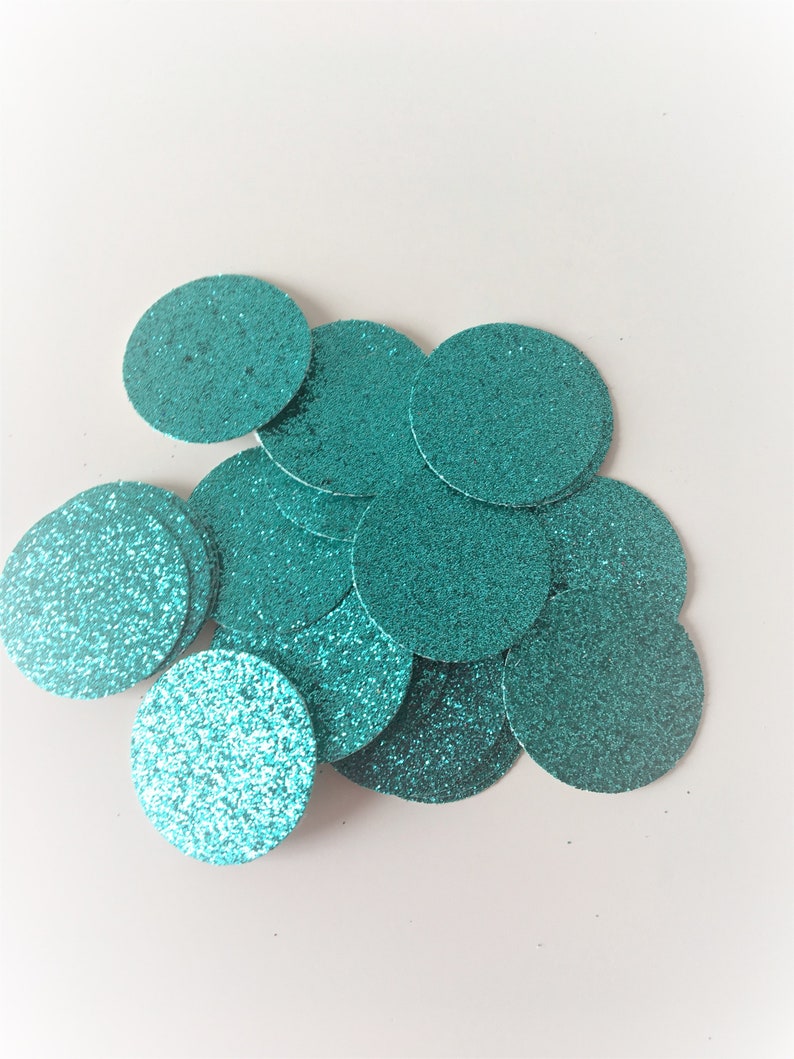 Glitter Confetti Circles. Birthday Table Scatter Decor. Turquoise