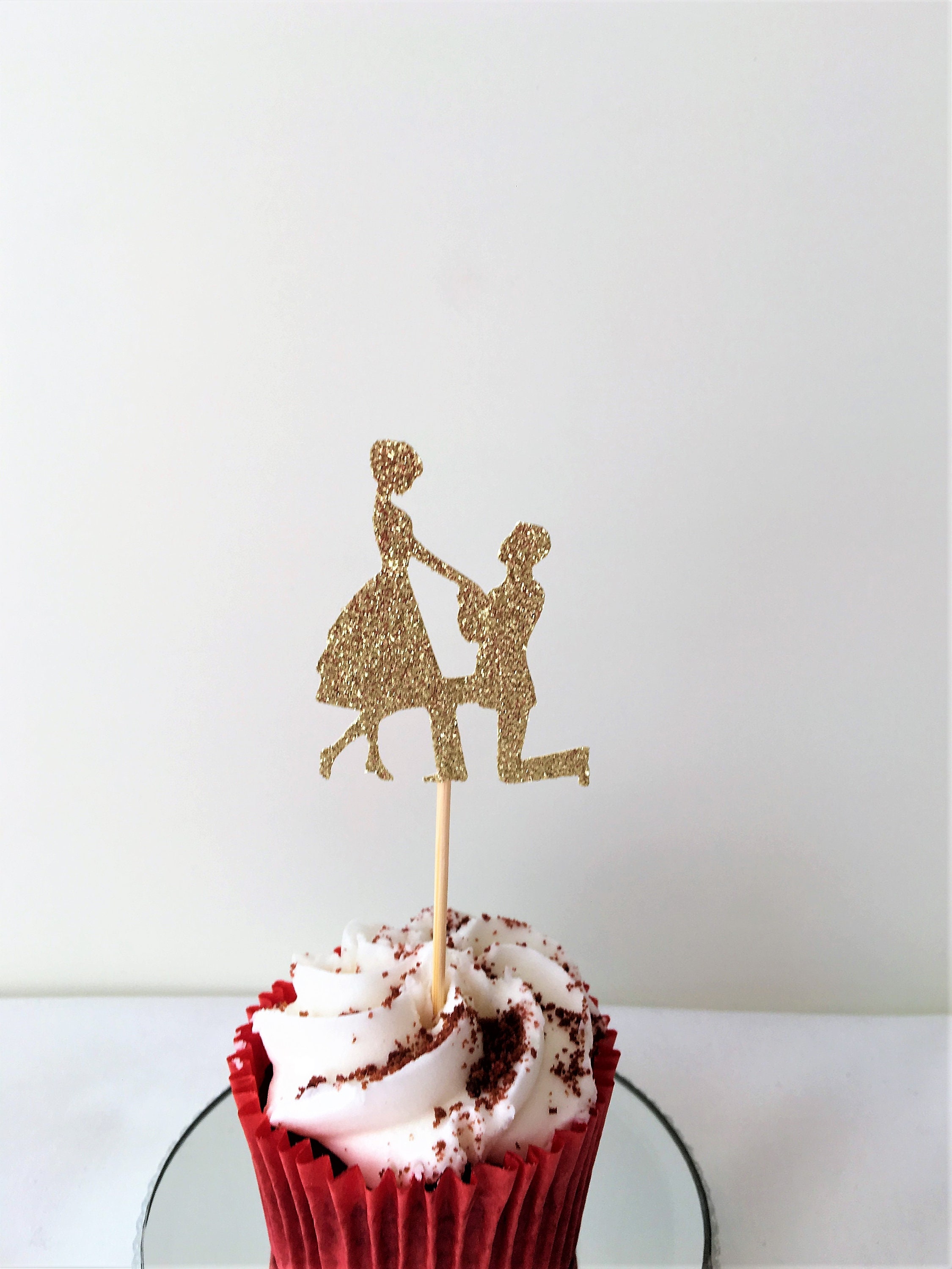 12 Proposal Cupcake Toppers She Said Yes Cupcake Glitter Etsy UK