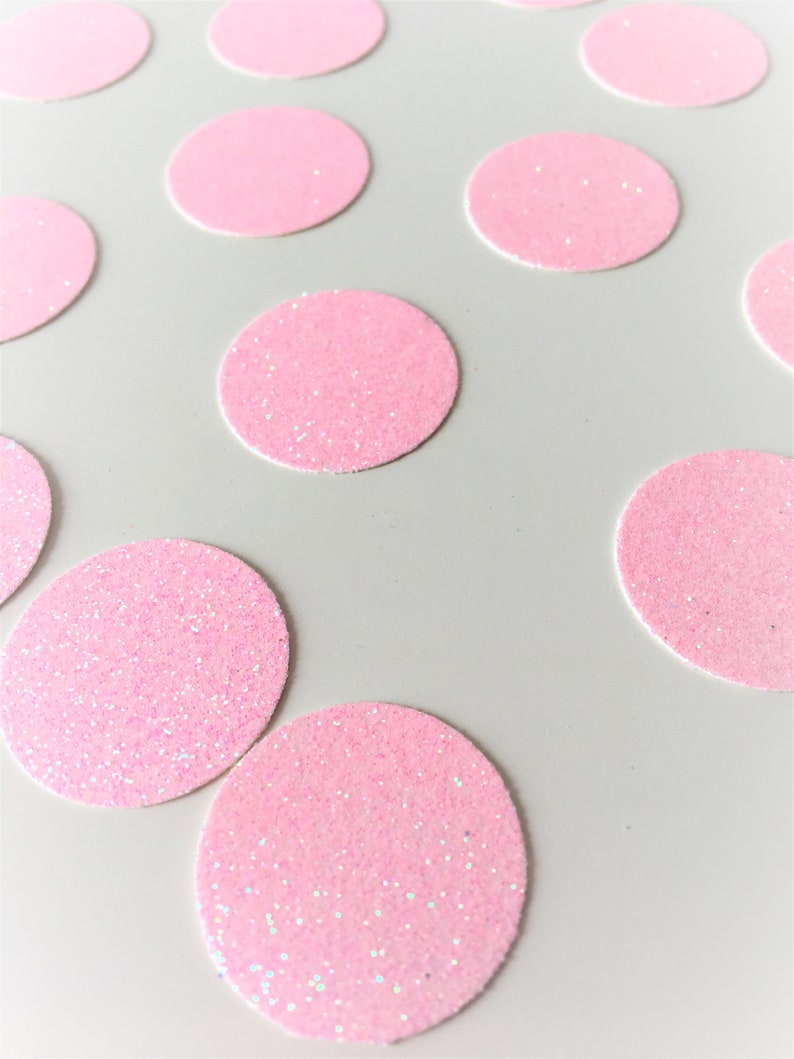 Glitter Confetti Circles. Birthday Table Scatter Decor. Pale Pink