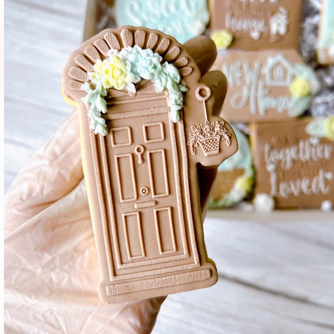 New Home Embosser. Front Door and Stamp and Cookie Cutter Set. Fondant