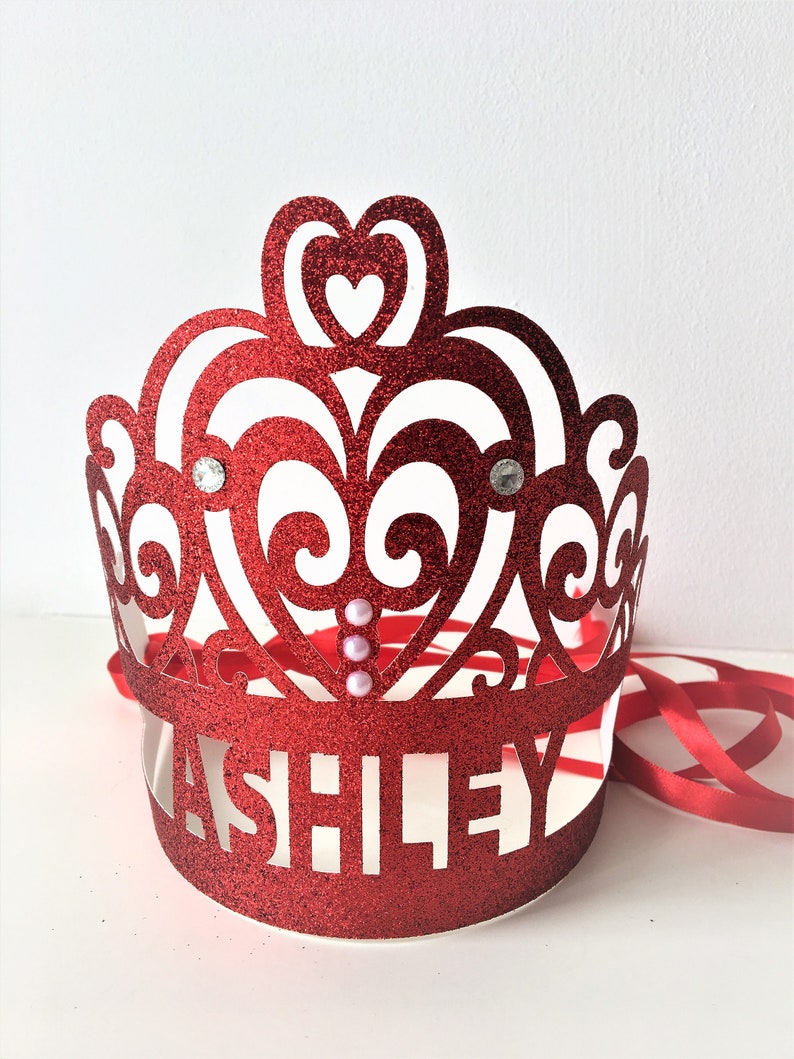 Birthday Party Crown, Customised Glitter Tiara, Party Favors, Cake Smash Photo Props Red