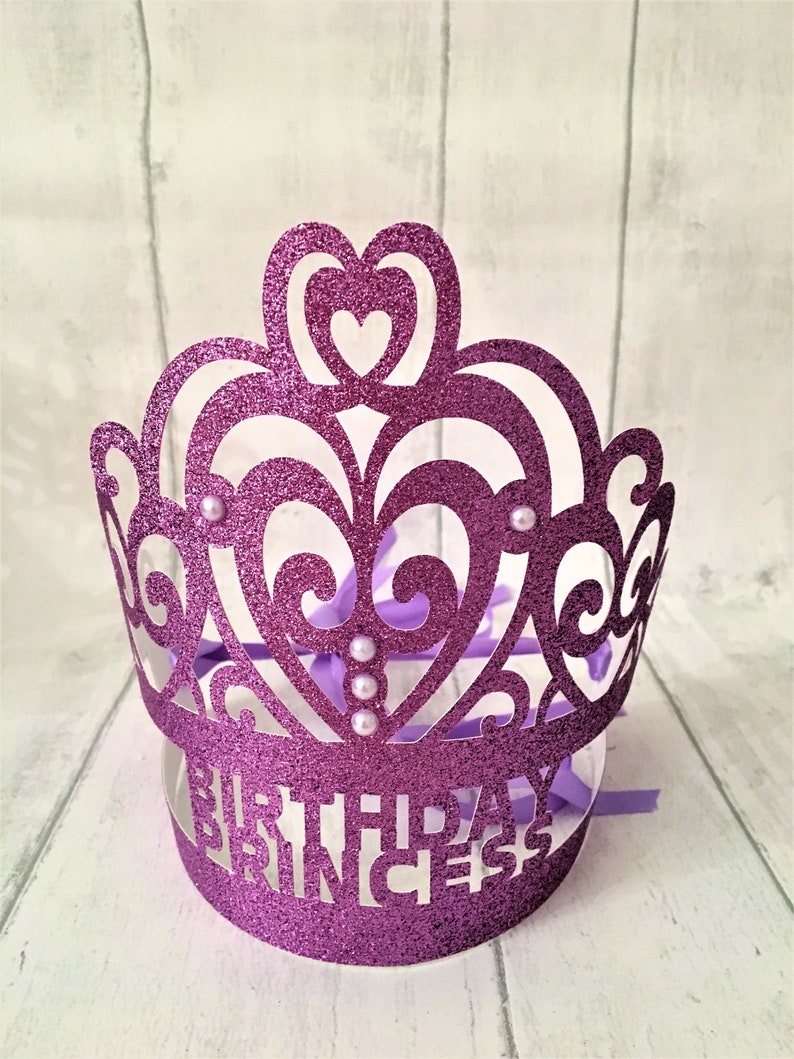 Birthday Party Crown, Customised Glitter Tiara, Party Favors, Cake Smash Photo Props Lilac